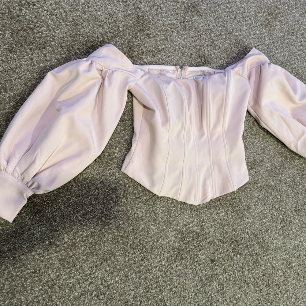 Fashion Nova Off-Shoulder Blouse in Light Pink